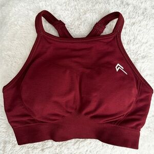 ONER ACTIVE EFFORTLESS SEAMLESS HIGH NECK BRALETTE IN ROSEWOOD SIZE XS